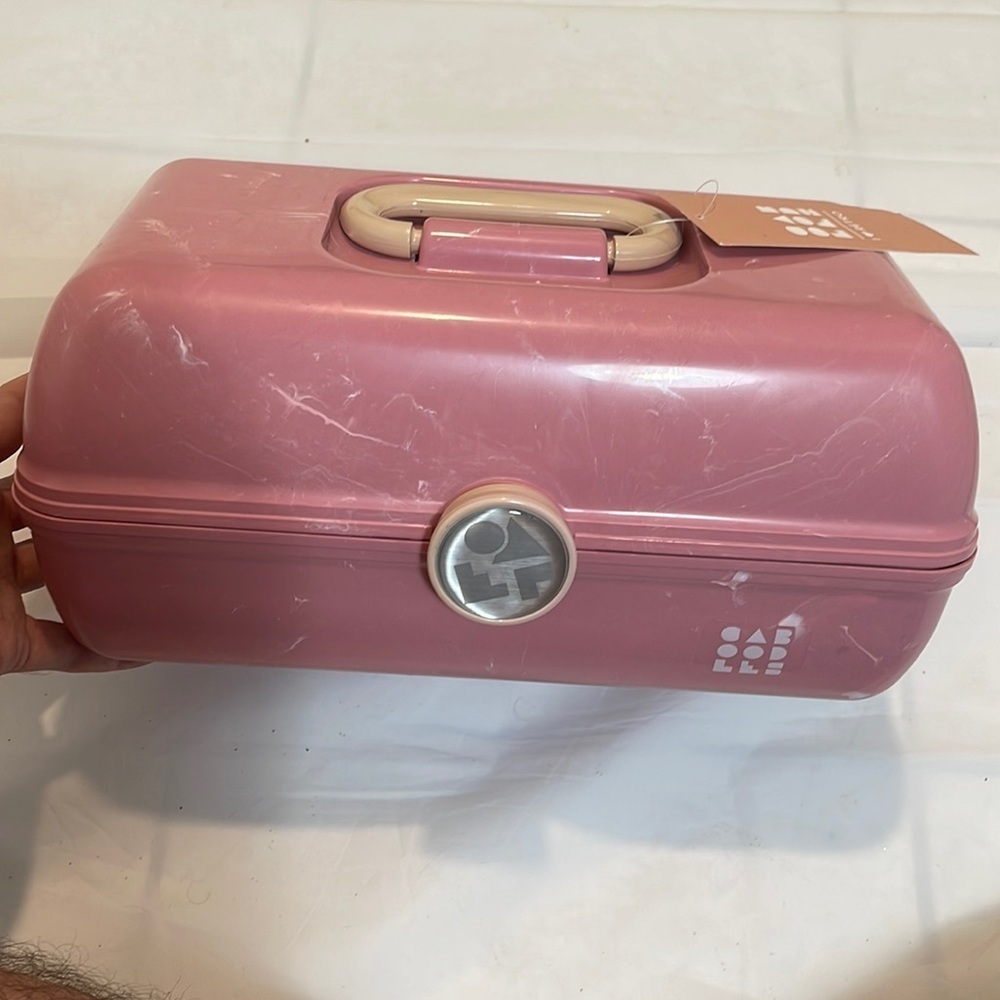 CABOODLES make up cosmetics storage bin carrying case pink swirl